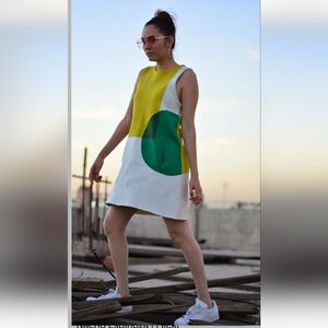 Moth - Yellow, Green, & White Knit Sleeveless Dress Sz S